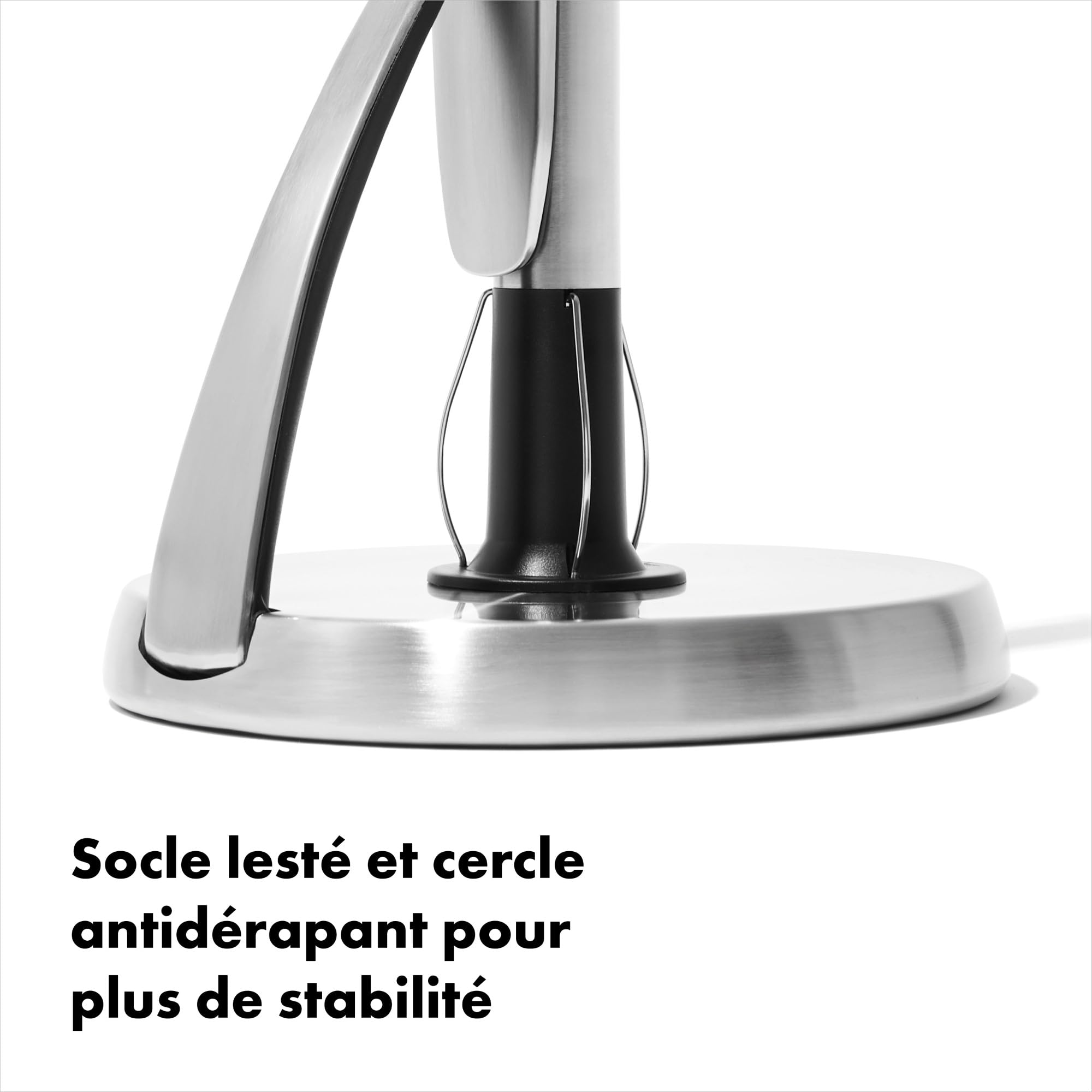 OXO Good Grips Dérouleur d'essuie-Tout SimplyTear, Support à essuie-Tout en INOX, Gris