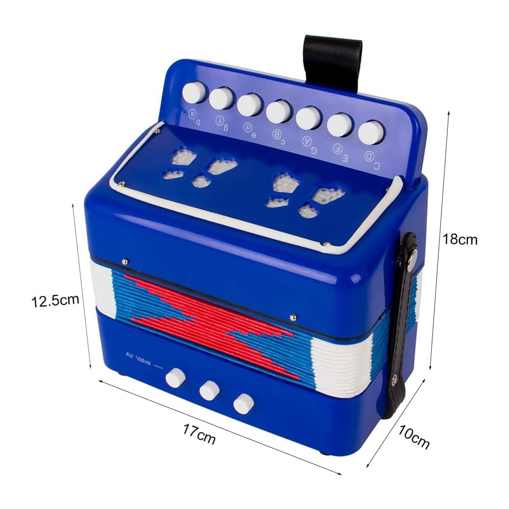 POFET 10 Boutons accordéon Bouton accordéon avec Sangle Instrument de Musique Cadeau scène Performance étudiants débutants pratiquant des Instruments de Musique