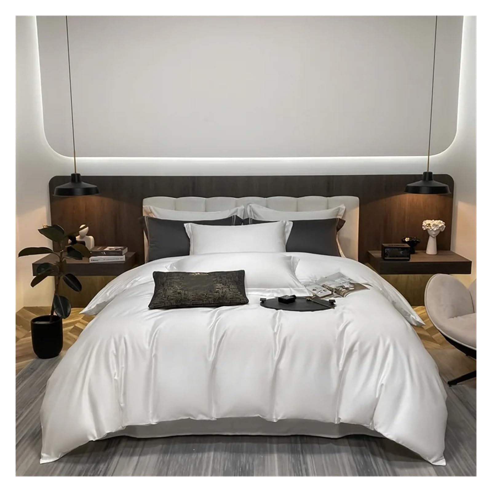 Parure De Lit, Housse De Couette Et Drap en Coton Égyptien 400 Fils Au Pouce Carré(B,King Size 2.0M Bed 4pcs)