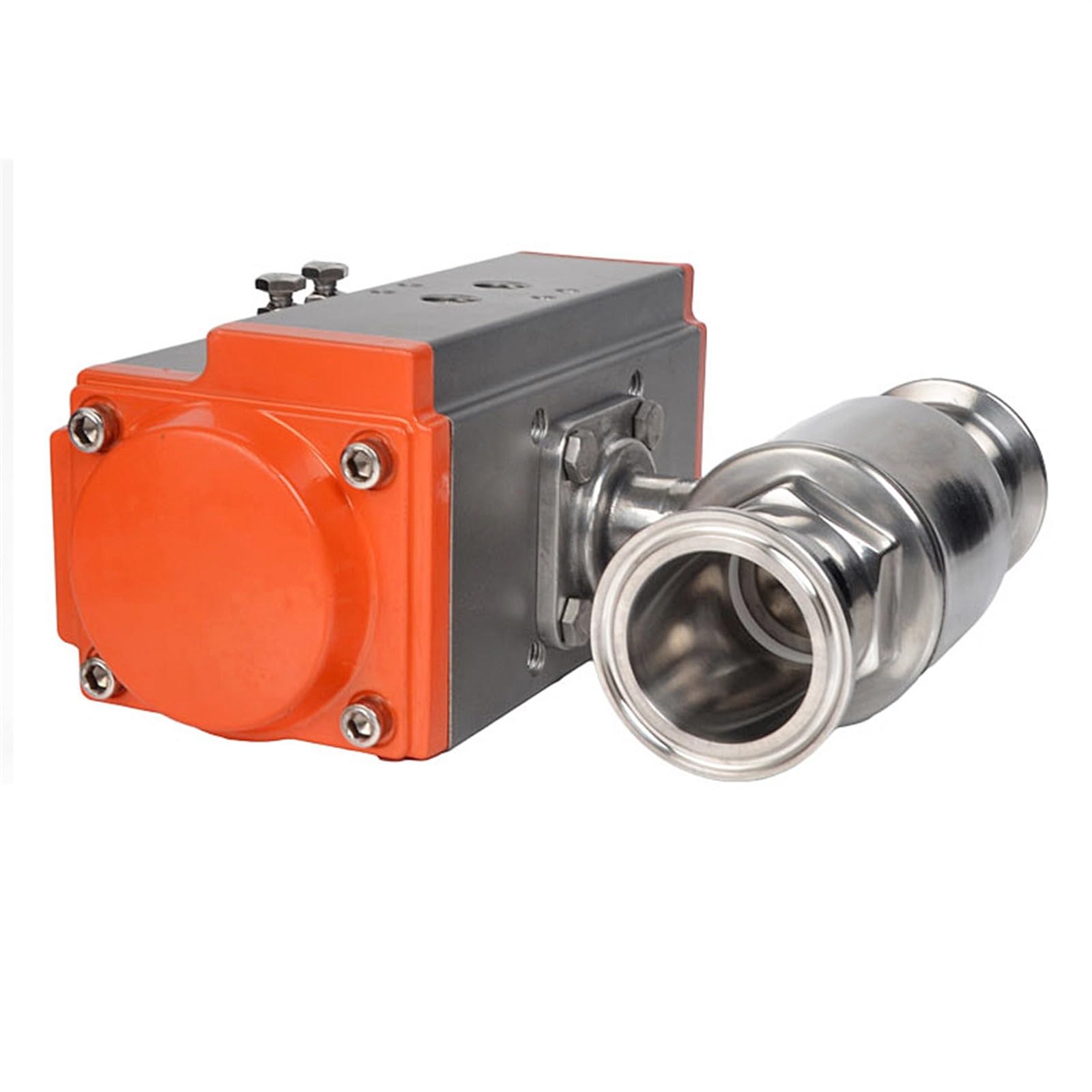 HDPHCRIUN 51mm AT63 Stainless Steel Sanitary Tri Clamp Ferrule Type Pneumatic Ball Valve With Double Acting Cylinder 1Pcs