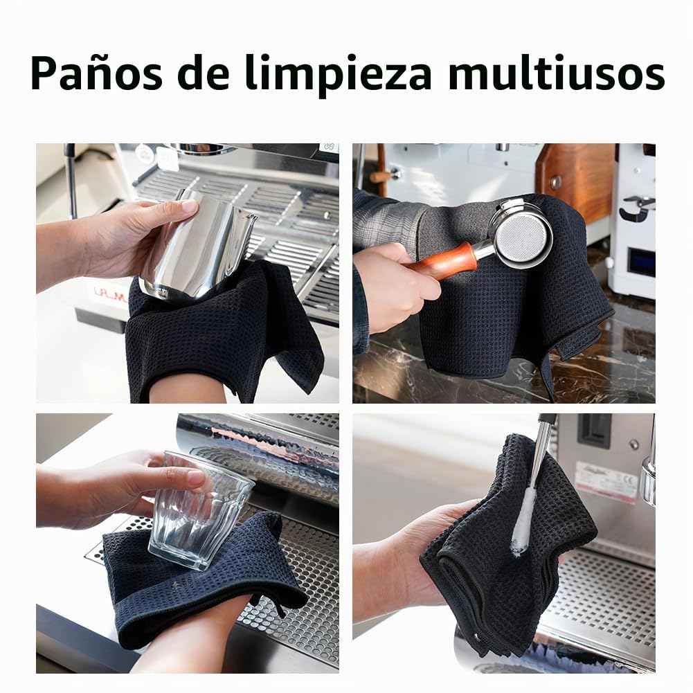 watchget Barista Towel - Paquete de 4 toallas para máquina de espresso, toallas barista para café expreso, toallas de café expreso, para cafetería, cafetería, juego de paños de microfibra espresso (12