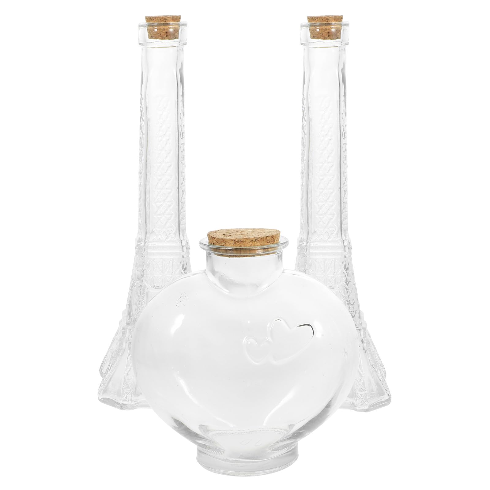 Ensemble bouteilles en verre cœur tour, cadeau souvenir de mariage