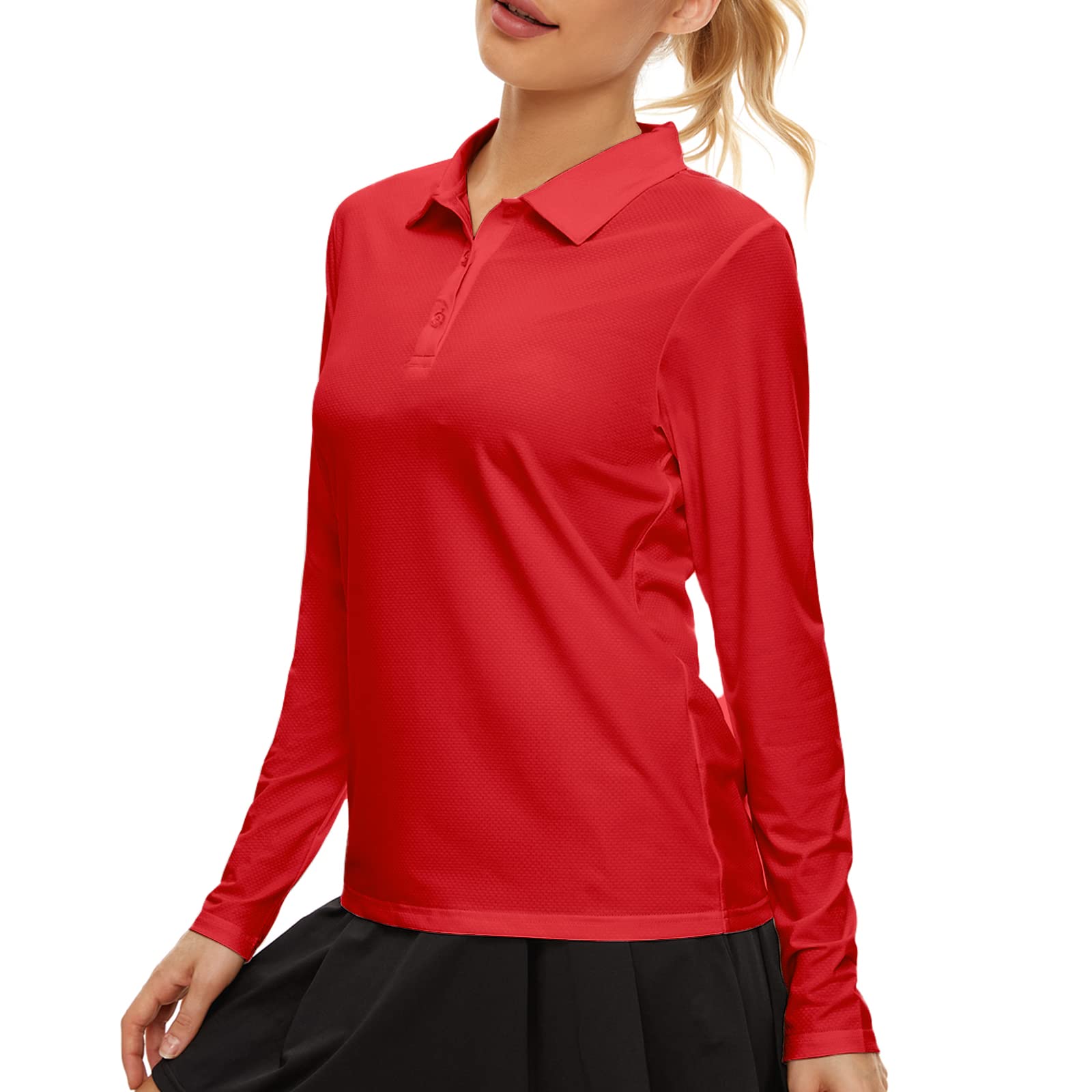 Women's Golf Shirt Long Sleeve Polo Shirt UPF50+ Sun Protection Moisture Wicking Quick Dry Golf Polo Shirt Medium Red