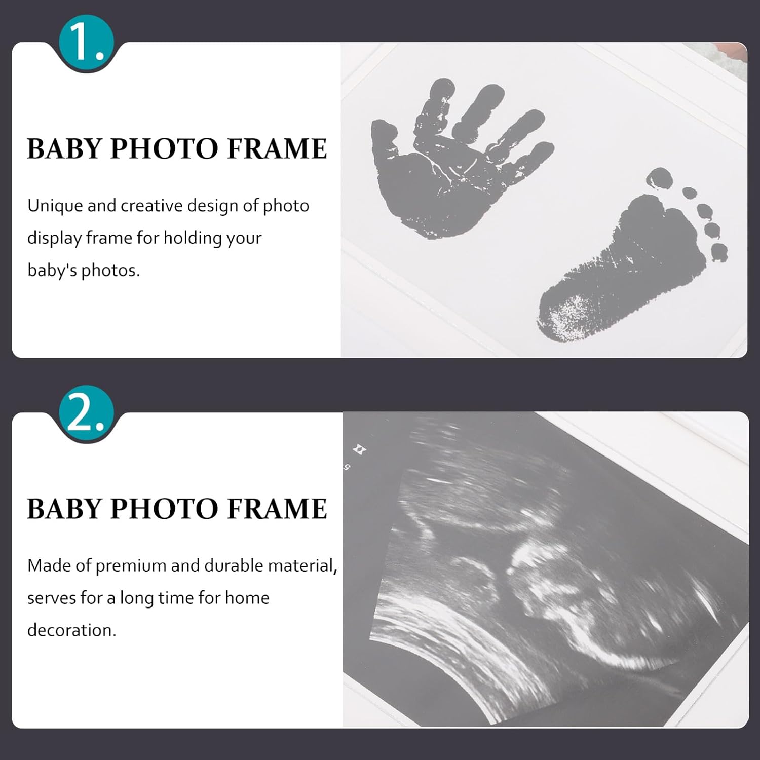 Vaguelly Photo Frame for Newborns with Keepsake, Pvc Material White 31x21cm, Picture Display for Shower and Growth Memory
