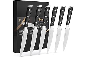 Steak Knife Set Dishwasher Safe: German Stainless Steel Serrated Steak Knives
