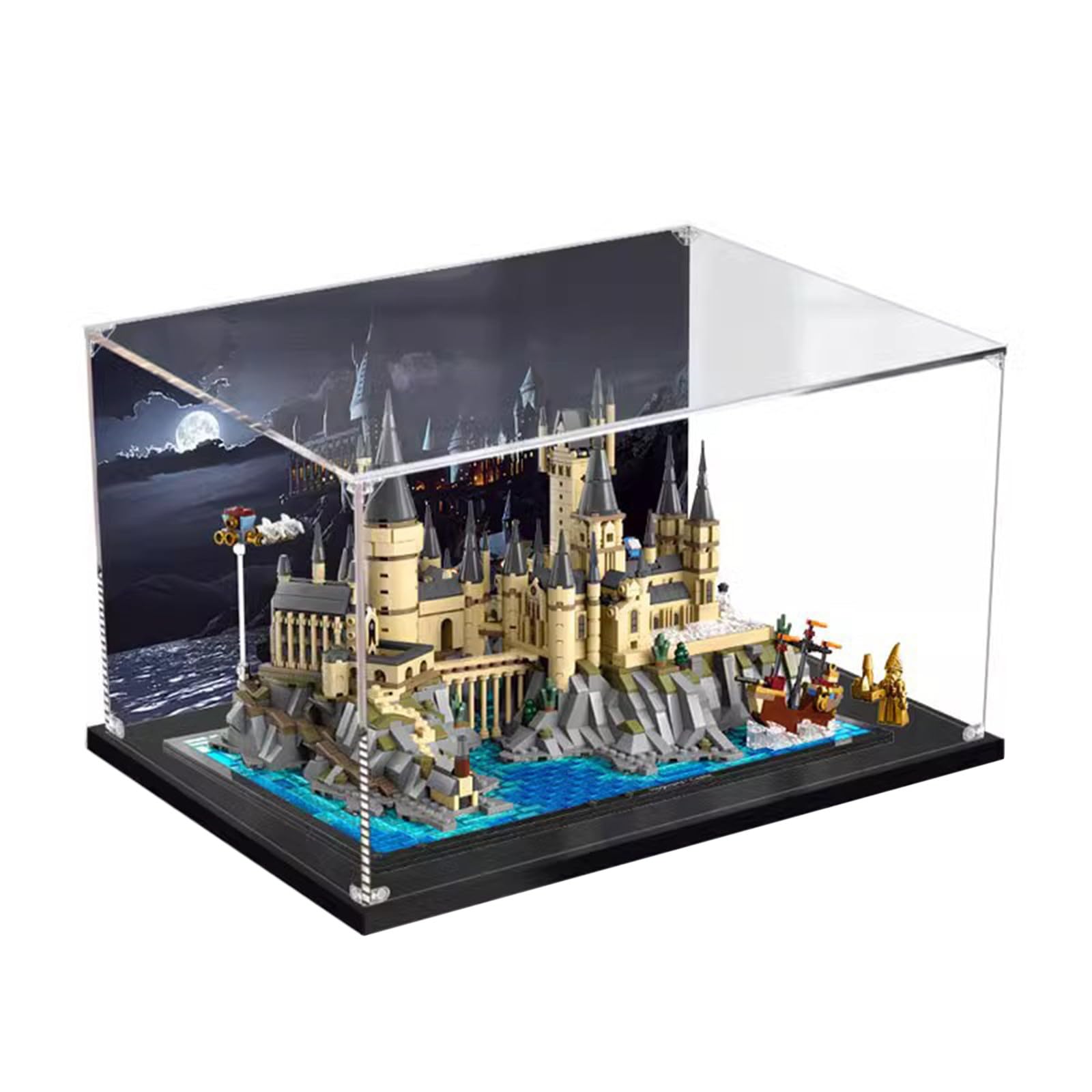 Acrylic Display Case for 76419 Hogwarts Castle Grounds Building Block Model  Kit,Transparent Dustproof Display Box Compatible with Lego (Only Display