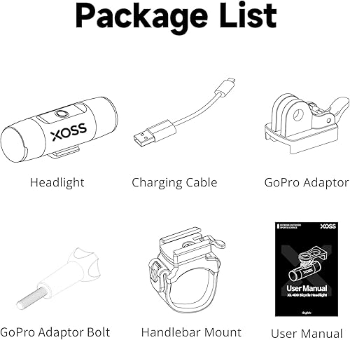 Miniatura 6 de XOSS XL-800 - Faro delantero para bicicleta, 800 lúmenes, luces de bicicleta recargables USB-C para conducción nocturna, luz LED impermeable para