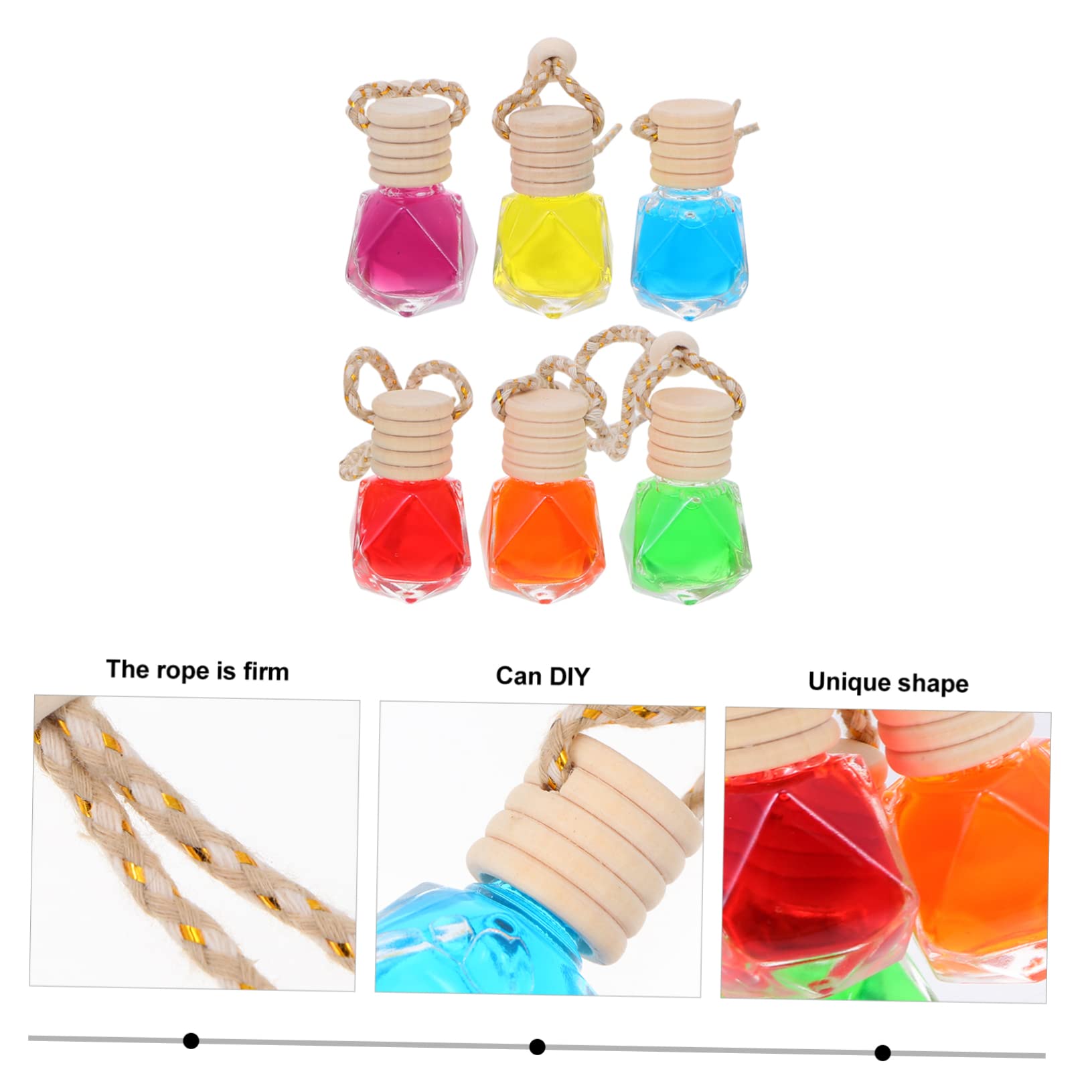 GLEAVI 12piezas Botellas De Perfume De Vidrio Para Coche Difusor De Esencial Adorno Aromático Colgante Diseño Diamante Aromatiza y Purifica El Aire Del Vehículo