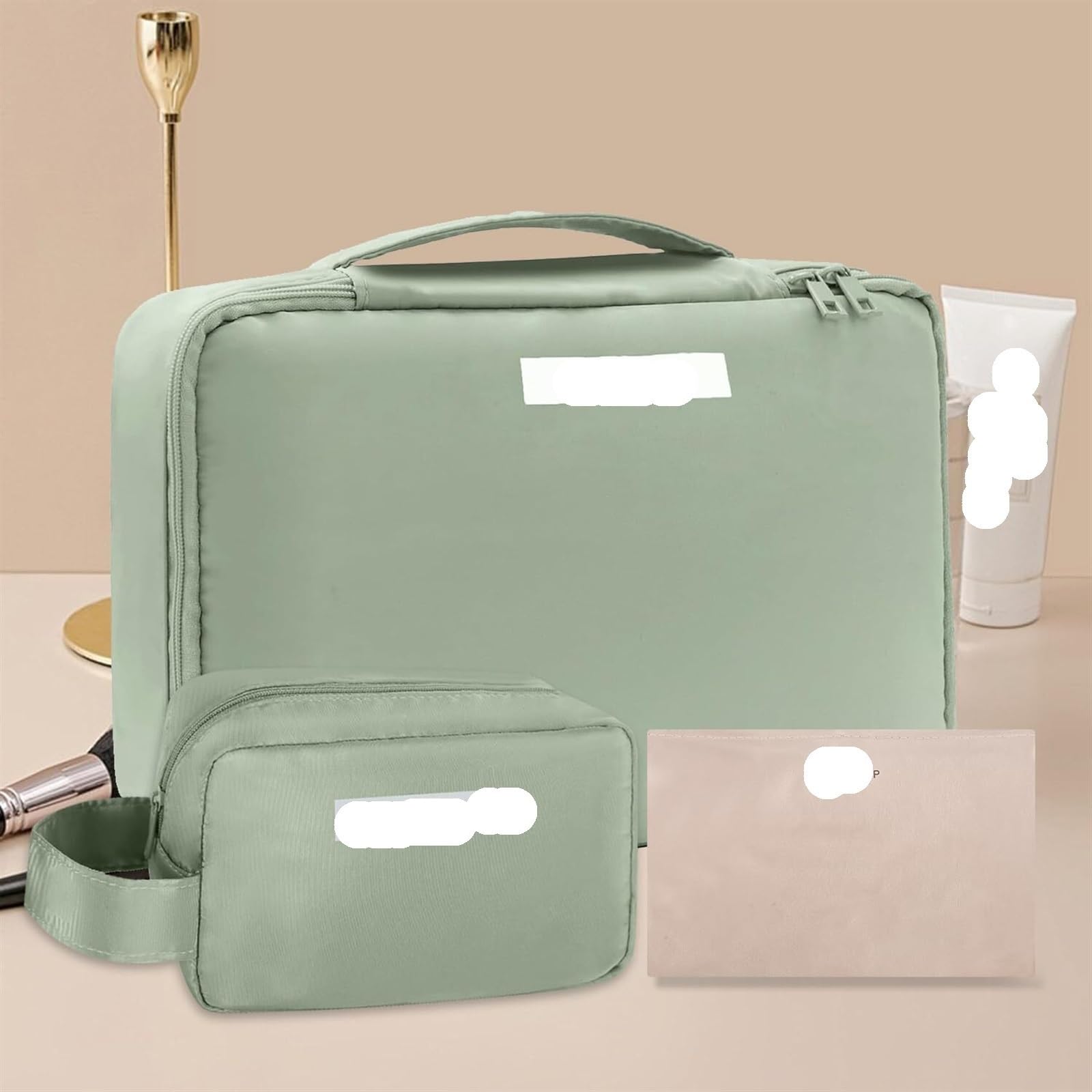 Kosmetiktasche Damen Reise-Make-up-Tasche, Kosmetiktasche, Make-up-Tasche, Kulturbeutel for Damen Und Herren Kulturbeutel(Grün,18cm)