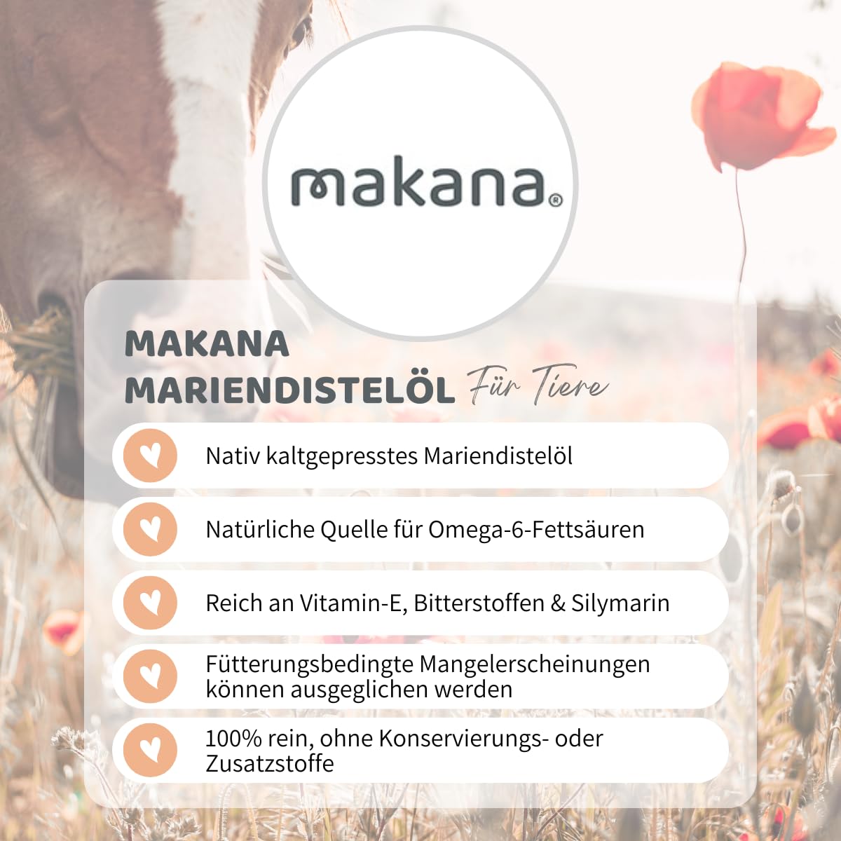 Makana Olio di Cardo Mariano per Animali, spremuto a Freddo, 100% Puro, tanica da 5000 ml (1 x 5 l)