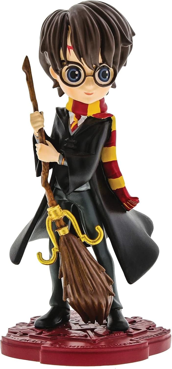 Enesco Wizarding World of Harry Potter Holding Broom Anime Style Figurine, 5 Inch, Multicolor