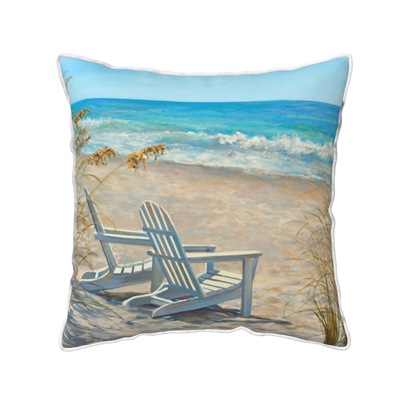 FZGGWYHL beach scene with chairs printed Velvet Throw Pillow Cover Pillowcase