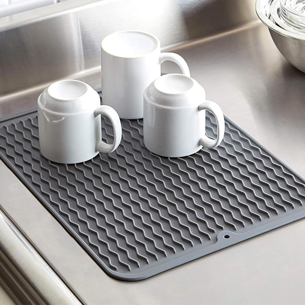 Vicloon Silikon Abtropfmatte 40x32cm - Hitzebeständig Für Küchenarbeitsplatte