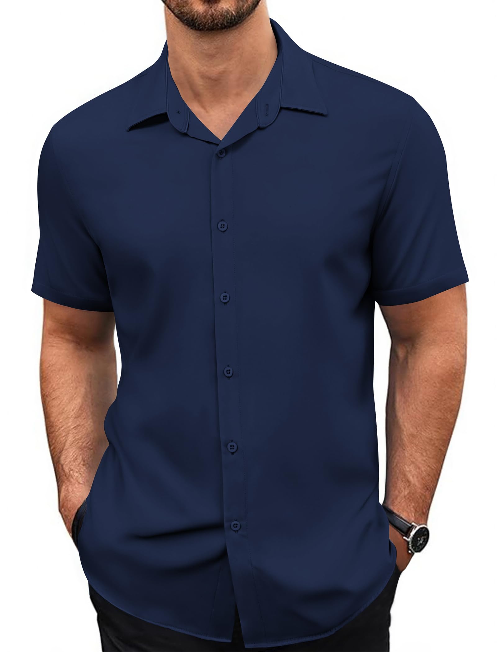 COOFANDY Hemd Herren Kurzarm Freizeithemd Sommerhemd Männer Strandhemd Lässig Hemden Regular Fit