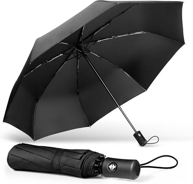 TechRise Umbrella, Classic Windproof Automatic Folding Compact Travel Umbrella One Button Auto Open and Close