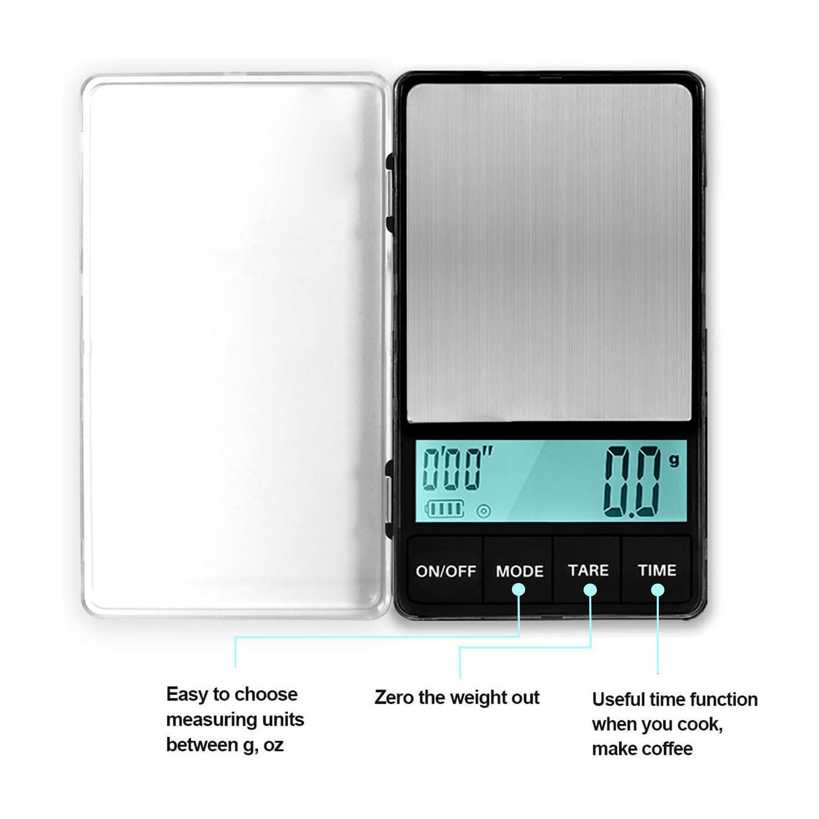 Keukenweegschaal Precise Espressoweegschaal Met Timer 1000 G X 0,1 G, Dunne En Slanke | Digitale Voor Keuken En Café