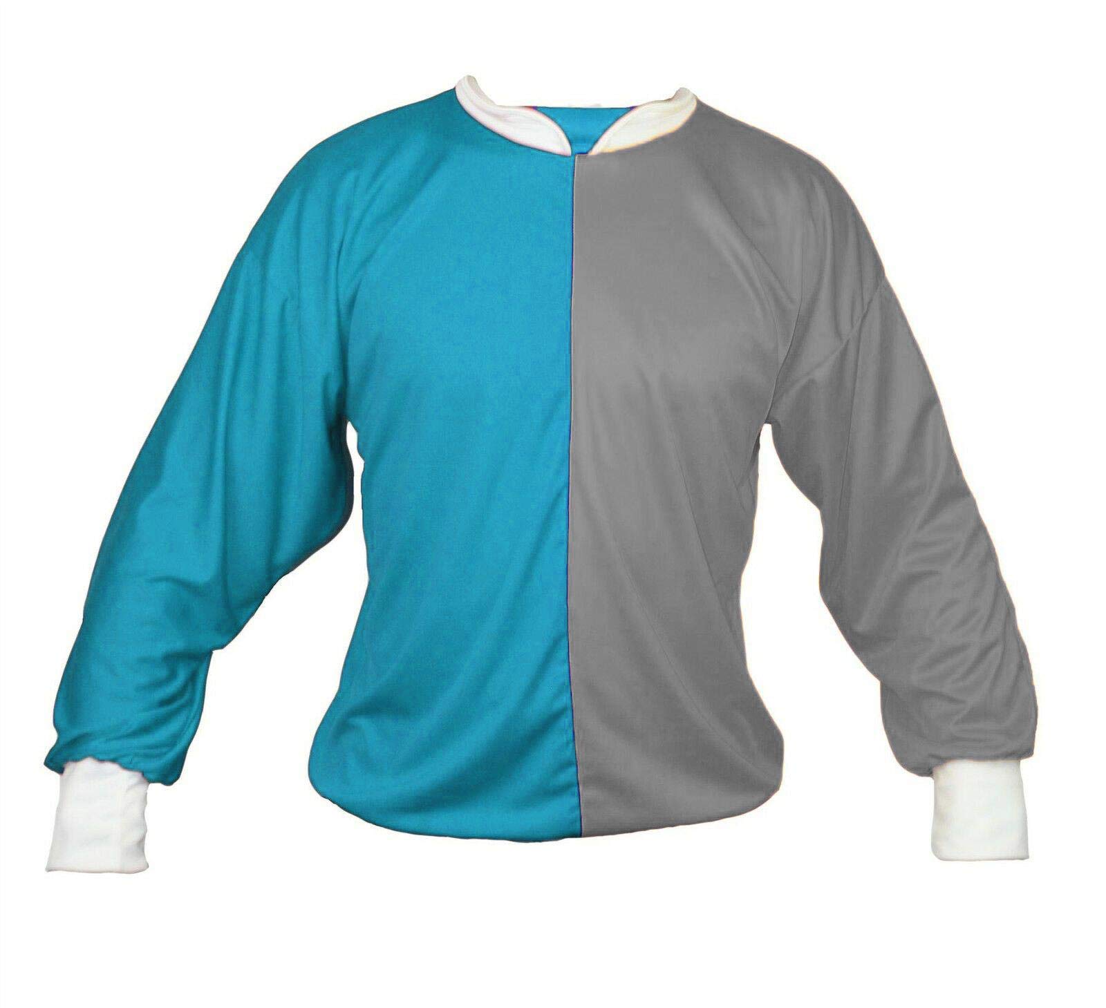 Adults Horse Racing Top Jockey Jersey Silks Colours Equestrian Cheltenham National Fancy Dress [Turqouise & Grey]