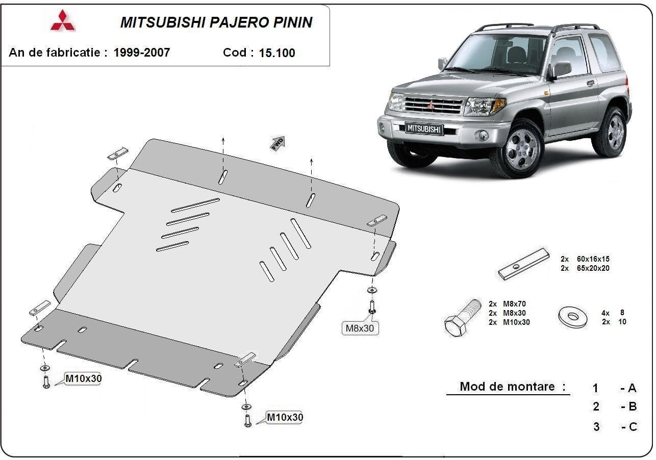 Protección metálica bajo motor compatible con Mitsubishi Pajero Pinin - (1997-2007)