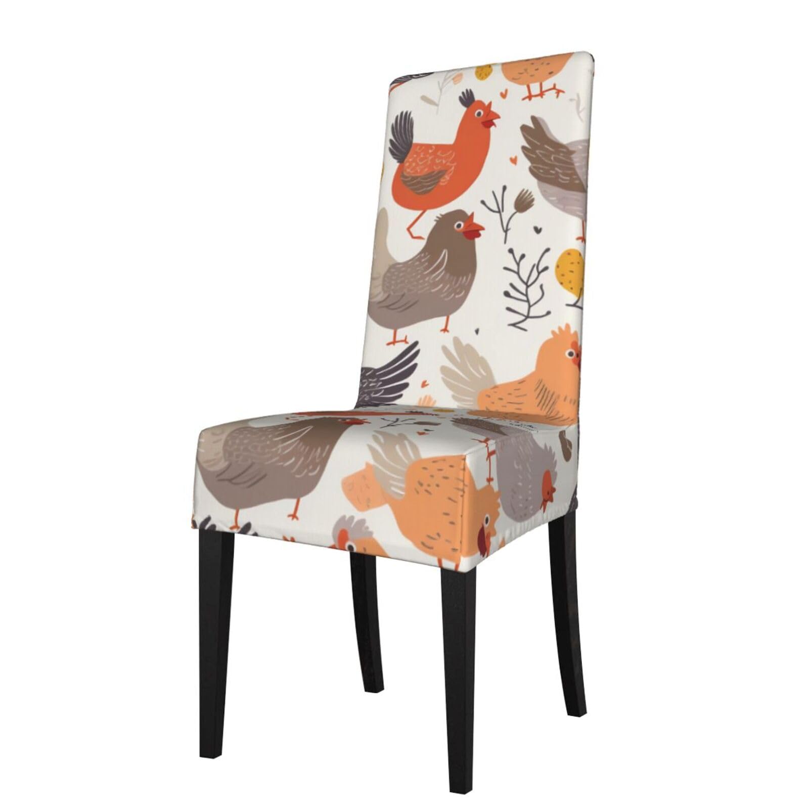 WPKJU Chicken Pattern Print Dining Chair Covers Removable Chair Seat Covers Decorative for Kitchen & Bar Stools