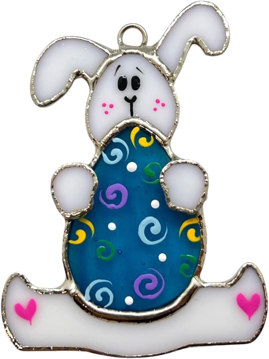 Glass Cover: Easter Bunny Holding Egg