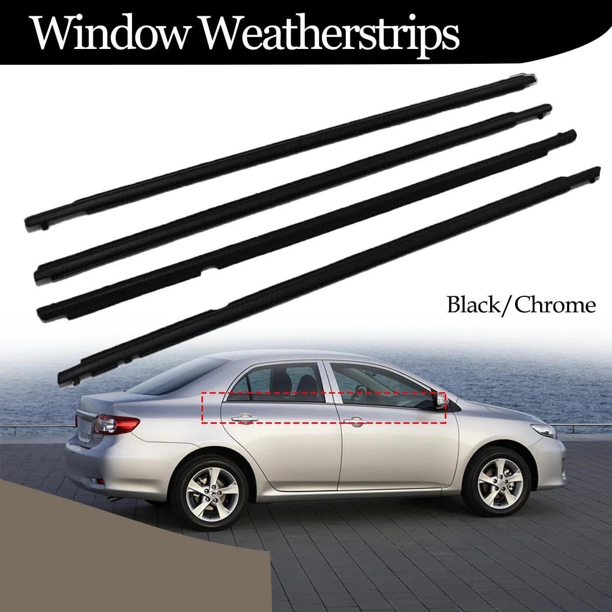 Striscia Tenuta Portiera 4 Guarnizioni In Gomma Finestrini Esterni Auto Per Toyota Per Corolla 2009-2012 Strisce Tenuta Impermeabili Accessori Guarnizioni(Chrome)