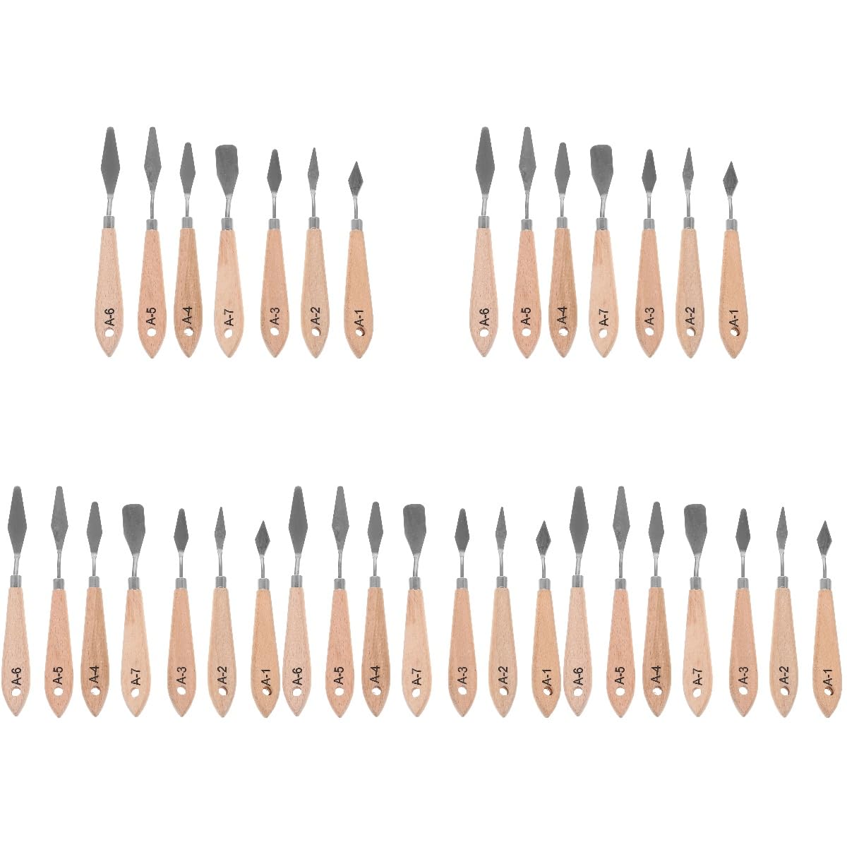 Operitacx 5 Ensembles Couteau De Peinture À l'huile d'art Outils De Coupe De Cloisons Sèches Sculpture Couteau À Mastic Grattoirs À Peinture Spatule Palette Acier Inoxydable 7 Pièces * 5