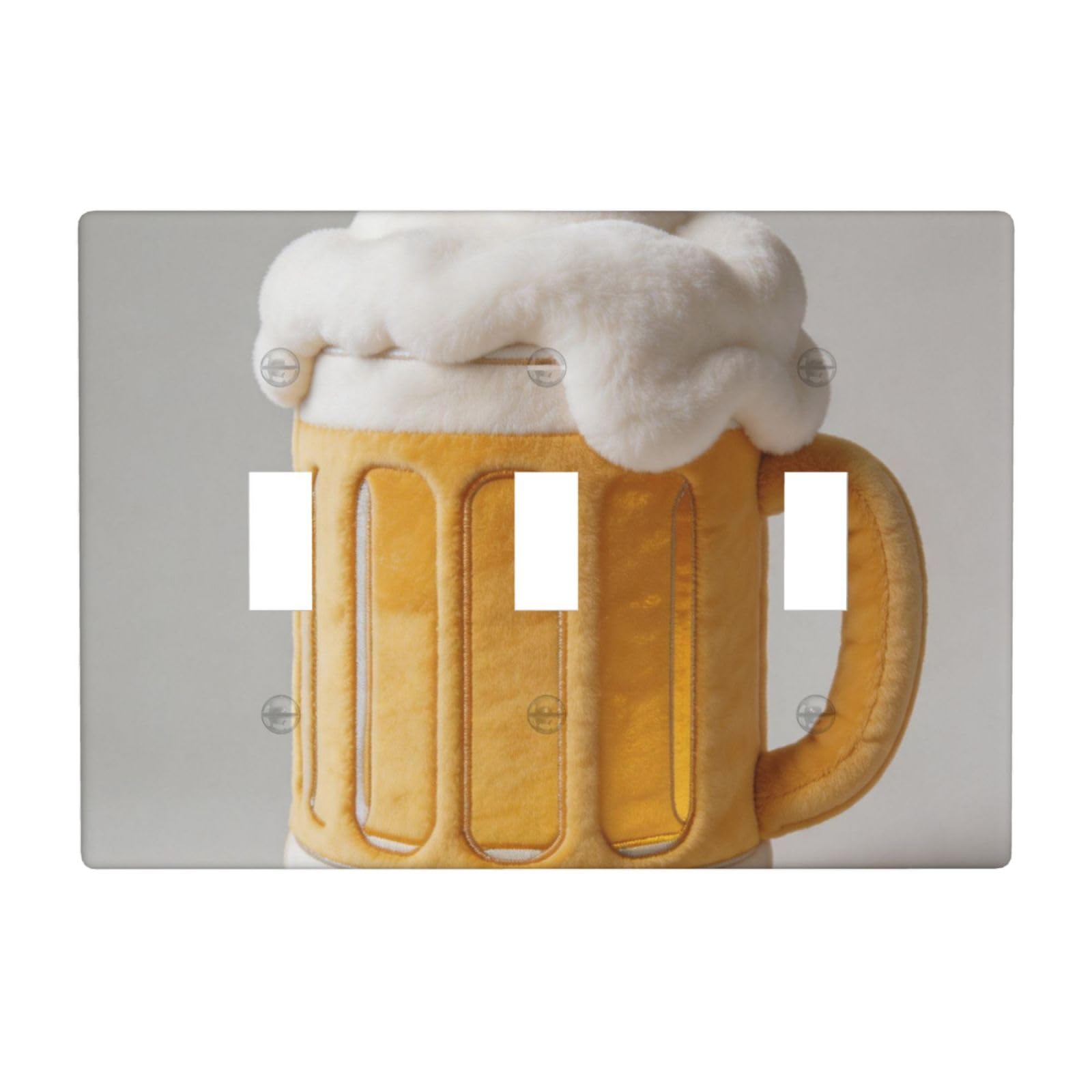 Beer Mug Pillow 3 Gang Switch Plate Cover-Unbreakable Polycarbonate Wall Plate, Heat Resistant Toggle Switch Decor for Home