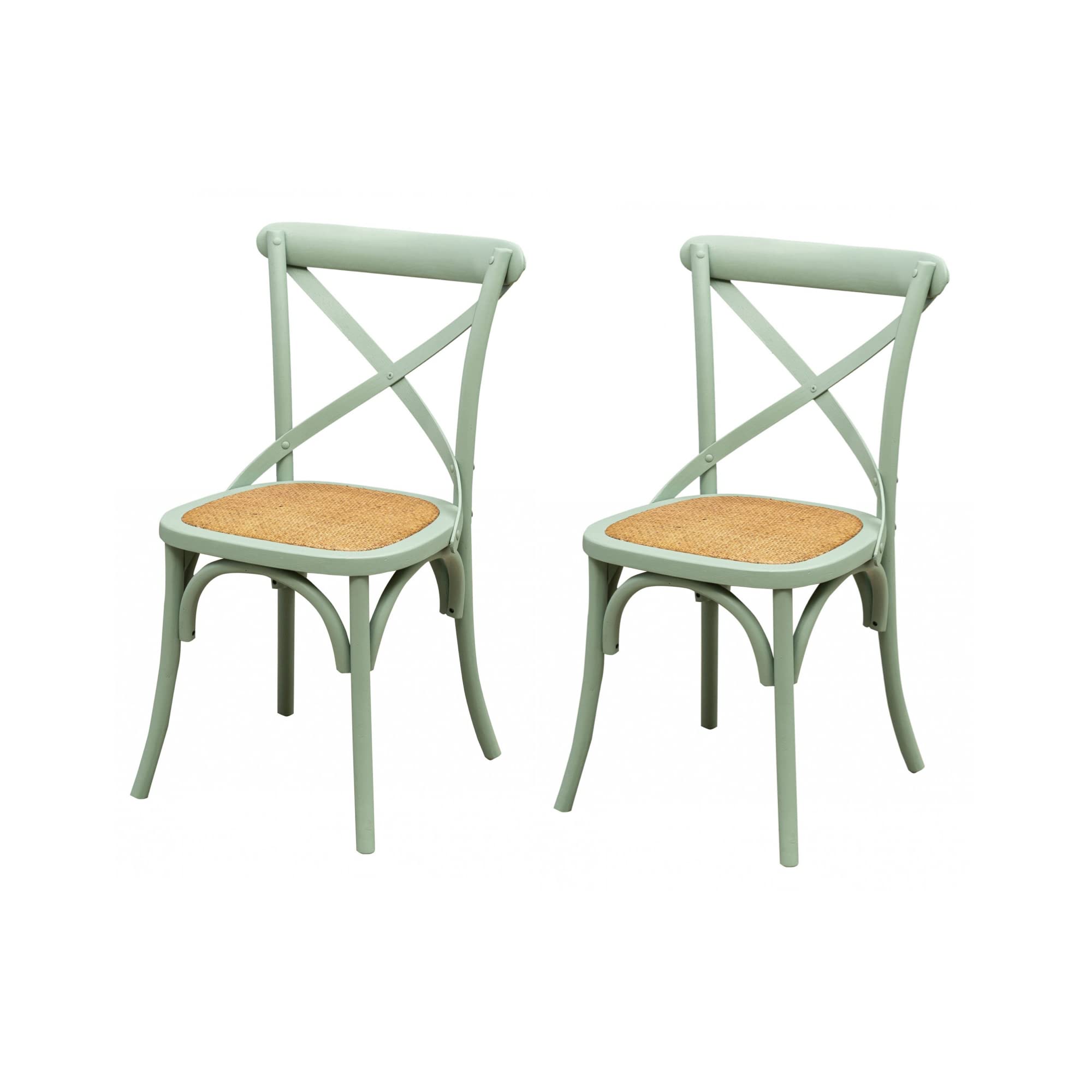 Biscottini 2 Esszimmerstühle Holz landhausstil möbel 84x42x46 cm - Küchenstühle Holz - Rattanstühle esszimmermöbel Vintage - Bistrot Rattan Stuhl - Retro küchenmöbel - Esstisch stühle