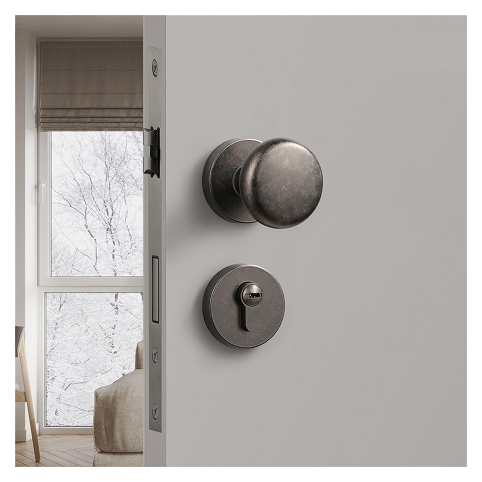 Poignée de porte ovale style chinois pour chambre parentale calme