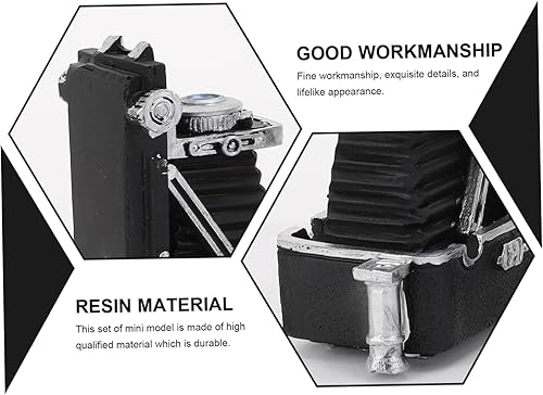 Miniatura 8 de Yardwe 1 juego de mini modelos artesanales retro cámara teléfono adornos para decoración de mini casa