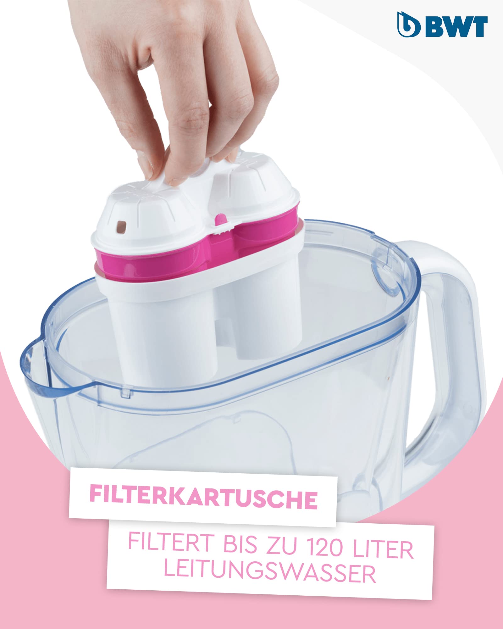 BWT Wasserfilter AQUAlizer 2,6l + 2 Magnesium Filterkartuschen. Wasserfilter Trinkwasser für Speisen & Getränke. Die Kanne filtert Kalk, Chlor, Blei & Kupfer. Tischwasserfilter Aktivkohle