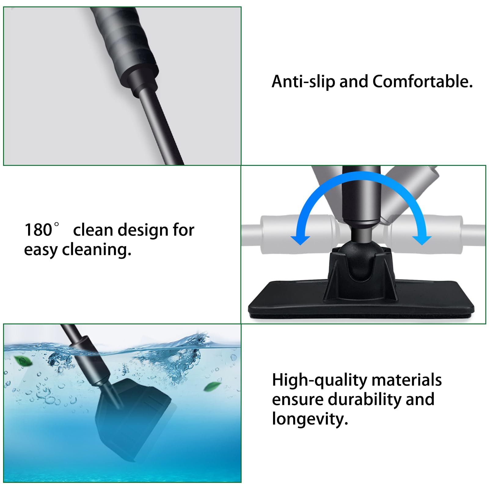 Nettoyage Aquarium, Kit Nettoyage Aquarium 3 en 1 avec Poignée Amovible + Grattoir à Algues + Éponge de Nettoyages Kit D'outils de Nettoyage pour Accessoire Aquarium