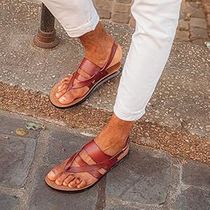 Harssidanzar man sandalen, zomerspelbare enkels met gladde mannensandalen KM218EU,Khaki, grootte 42
