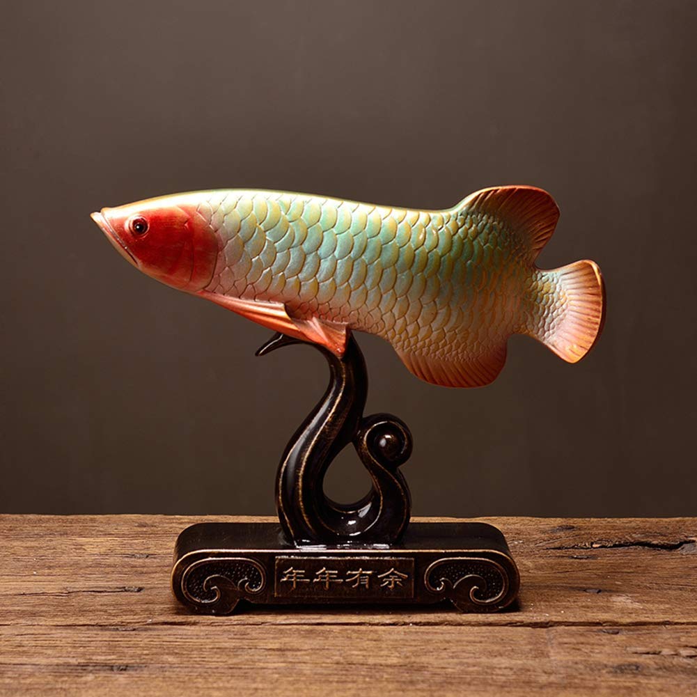 Statue de Poisson Arowana en résine faite à la main pour décoration chic
