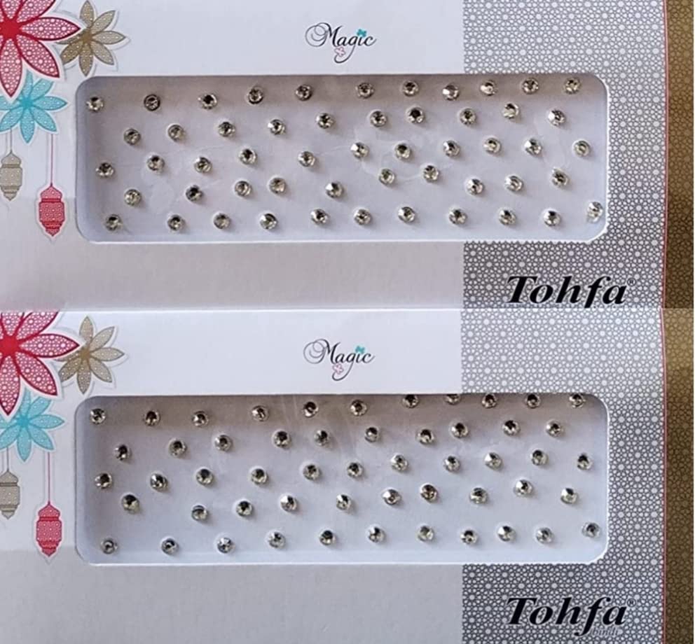 Large (Size-6) Silver Colour Stone Bindi Set of 2 Pack-picture-20
