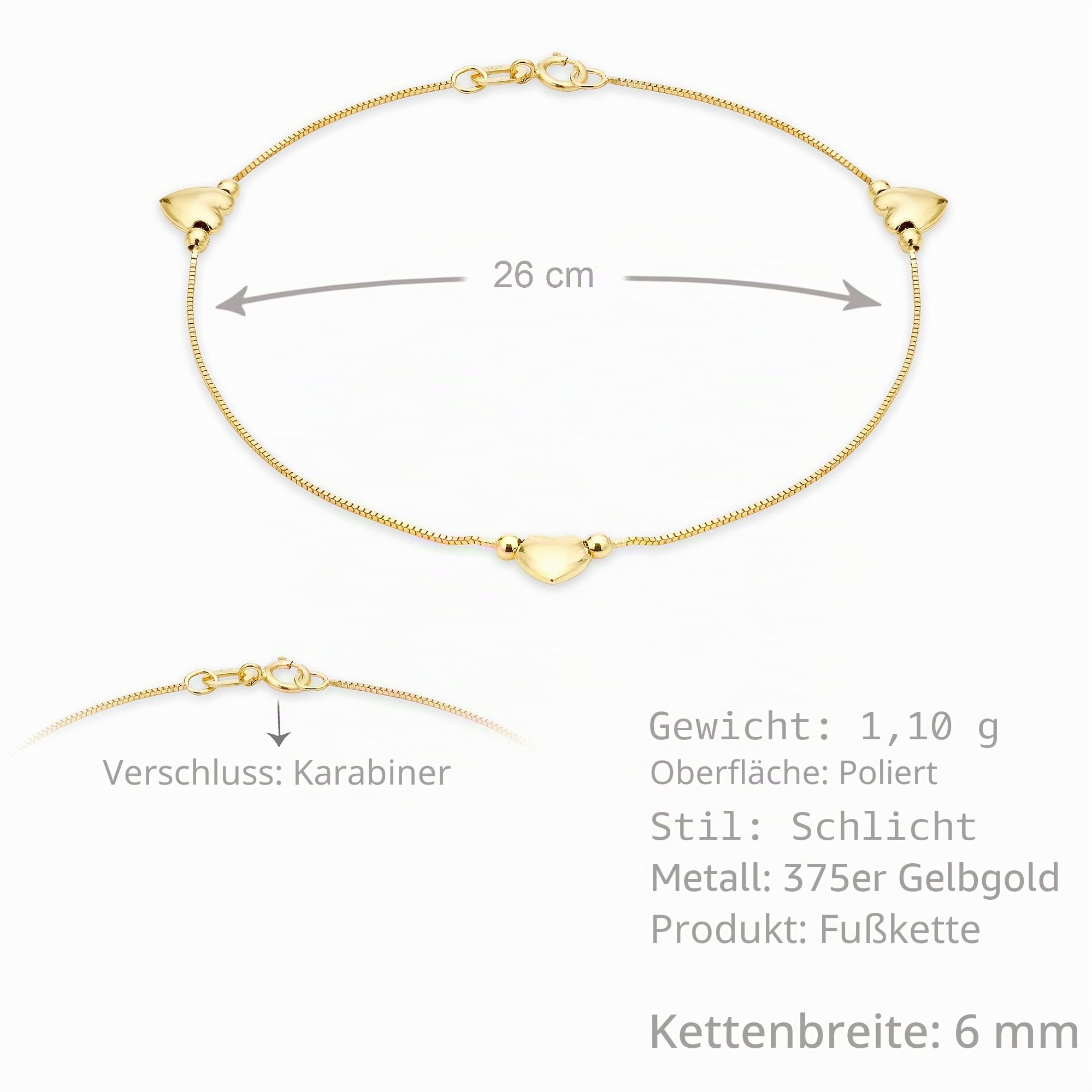 Damen Armband 9 Karat (375) Gelbgold 180 mm 1.26.0071