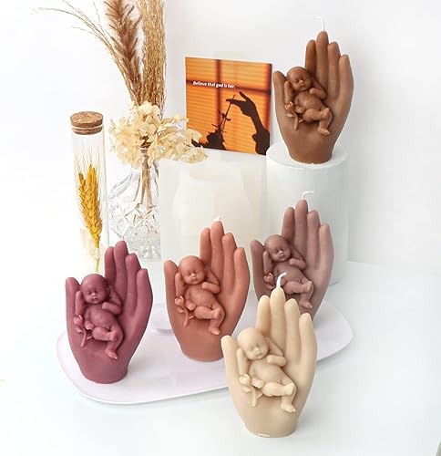 Miniatura 6 de Molde de silicona para velas de bebé para dormir, molde de resina para velas de bricolaje, decoración de mesa para el hogar, decoración de mesa para