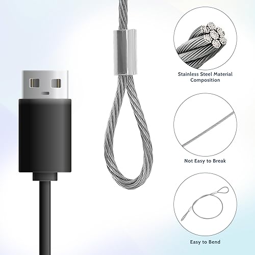 Miniatura 3 de Cable de seguridad con bucles, cable de acero de 12 pulgadas para cerraduras de equipaje, cuerda de alambre de seguridad con doble bucle de