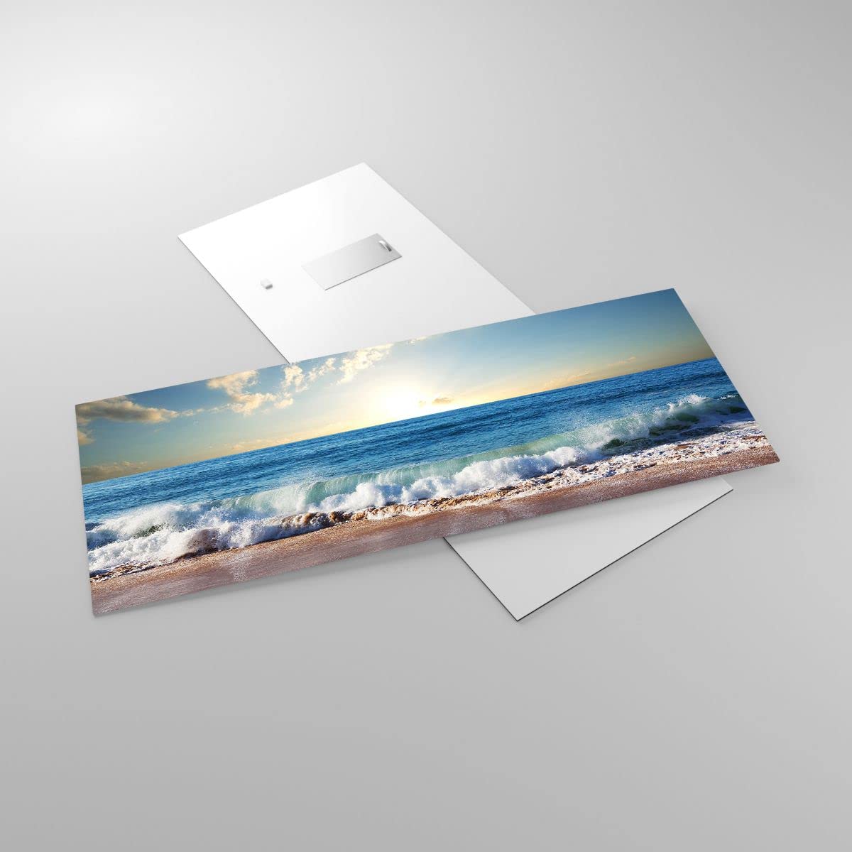 Moderne Impression sur Verre 100x40cm Image Tableau en Verre Decoration Murale mer rivage eau Grand Tableaux Decoratifs Muraux Chambre Cuisine Panoramique Deco Cadre Salon Art Wall GAB100x40-3551
