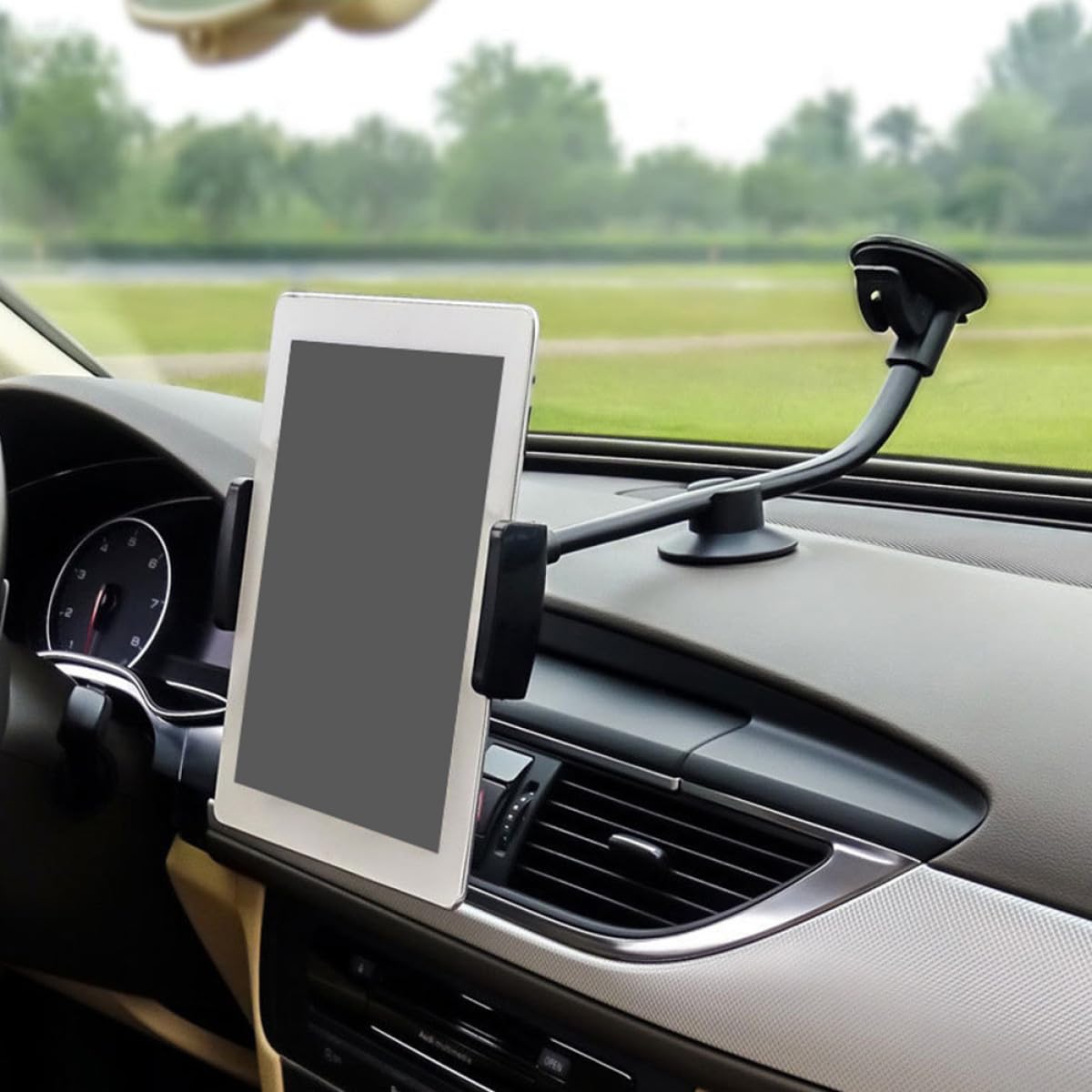 Healeved Supporto per Telefono Auto Ventosa Nero, Braccio in Silicone Antiscivolo, Previene Vibrazioni, per Smartphone e Tablet in Auto