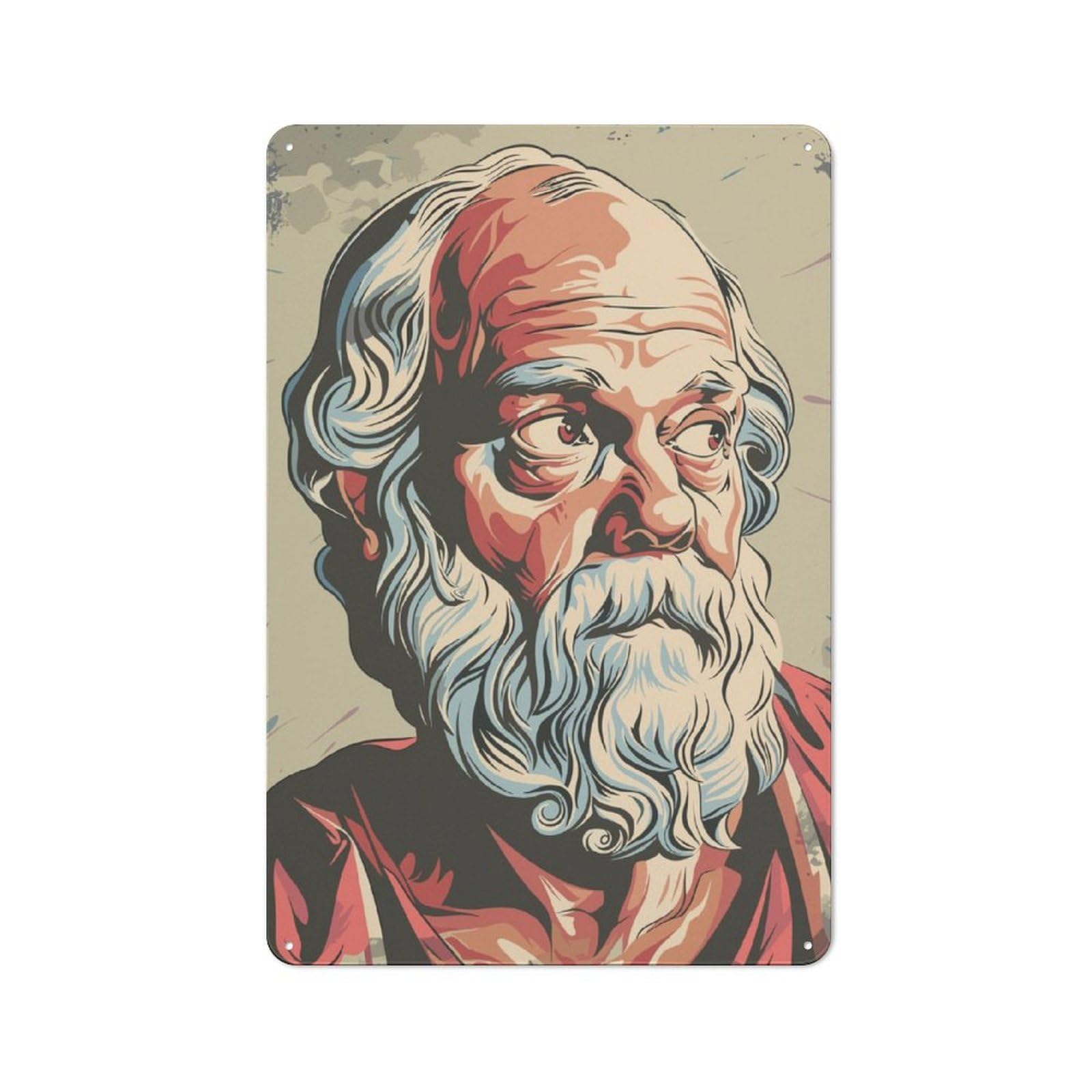 Junmoney Socrates Painting Retro-Style Metal Plaque 30X20cm For Kitchen Or Home Bar, Gift For Home Bar Enthusiasts During The Christmas Season