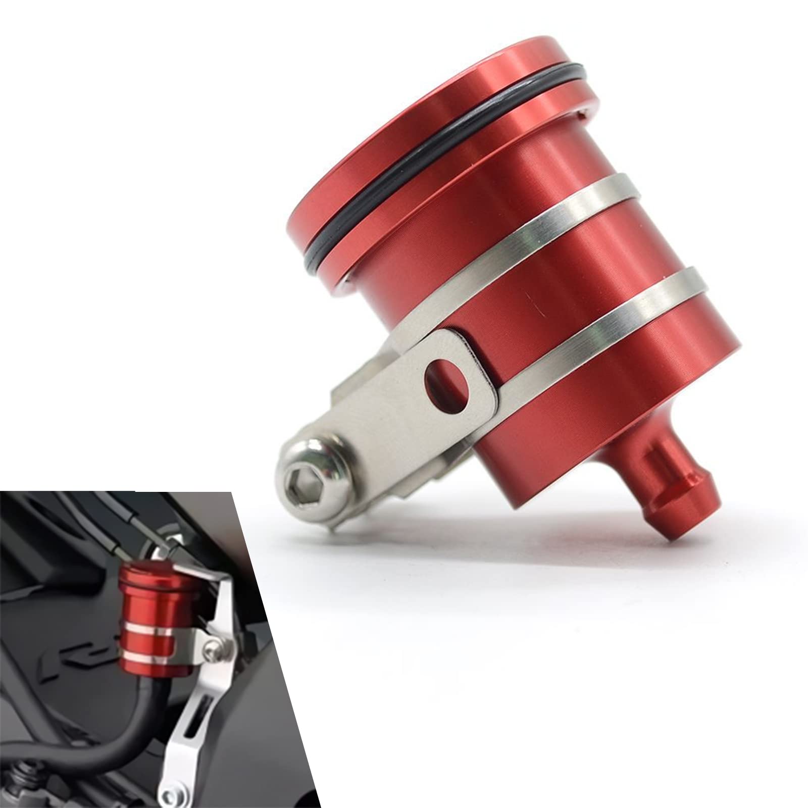 OXLLONE Motorcycle Brake Fluid Reservoir Clutch Tank Oil Fluid Cup Universal For FZ07 FZ09 FZ10 FZ1 FZ6 FZ8 FZS1000 FZS600 XMAX XT660R XT660X XT1200ZE TMAX 500 YZ450F MT07 (Red)