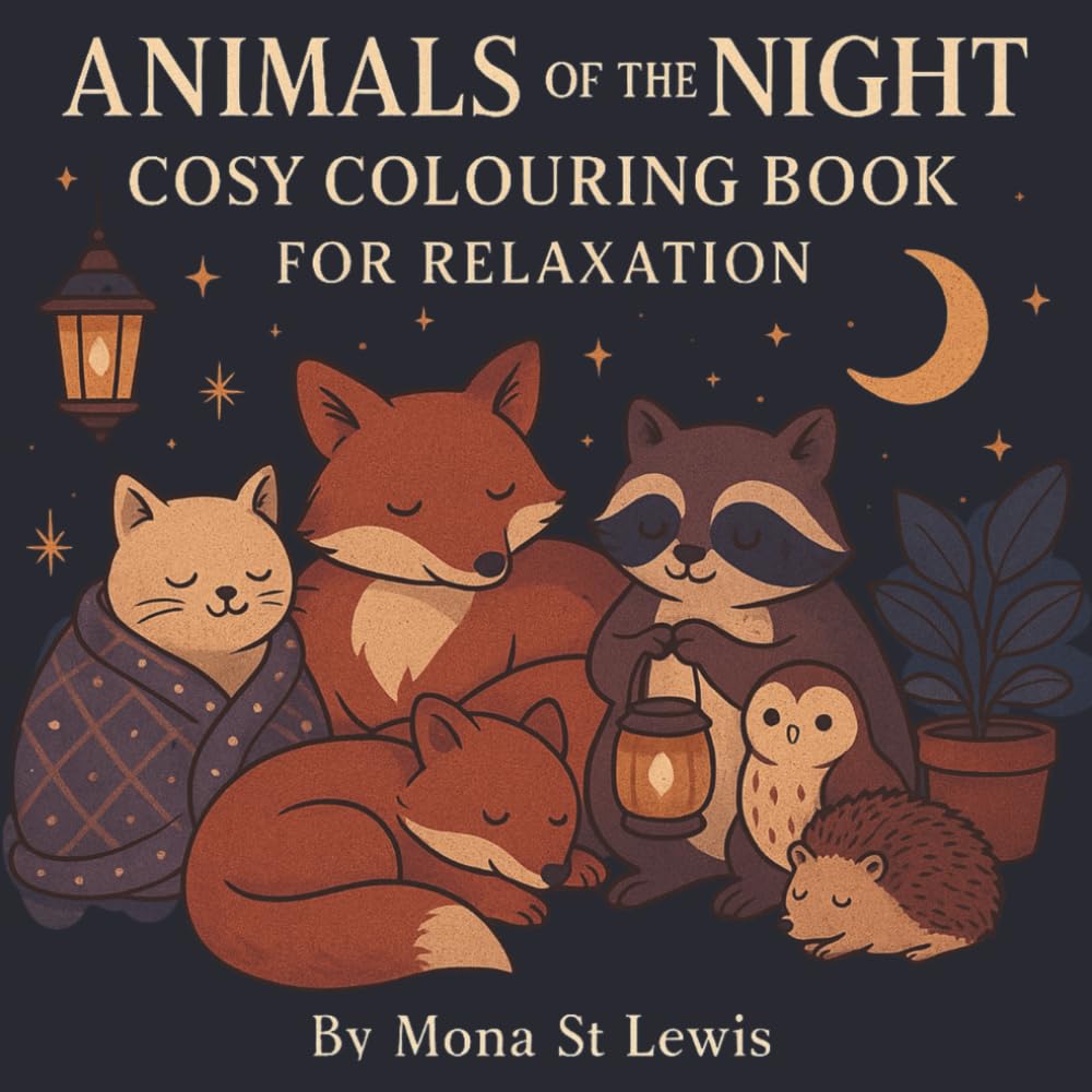 Animals of the Night Cosy Colouring Book for Relaxation: A soothing collection of night-time woodland animals to help you unwind, de-stress, and enjoy calm, cosy colouring sessions.