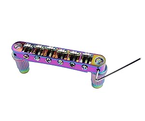 Guyker Guitar Tune-O-Matic Roller Saddle Bridge Replacement Part Compatible with Gibson Les Paul LP SG Style 6 String Electric Guitar - GM005, Chameleon Rainbow