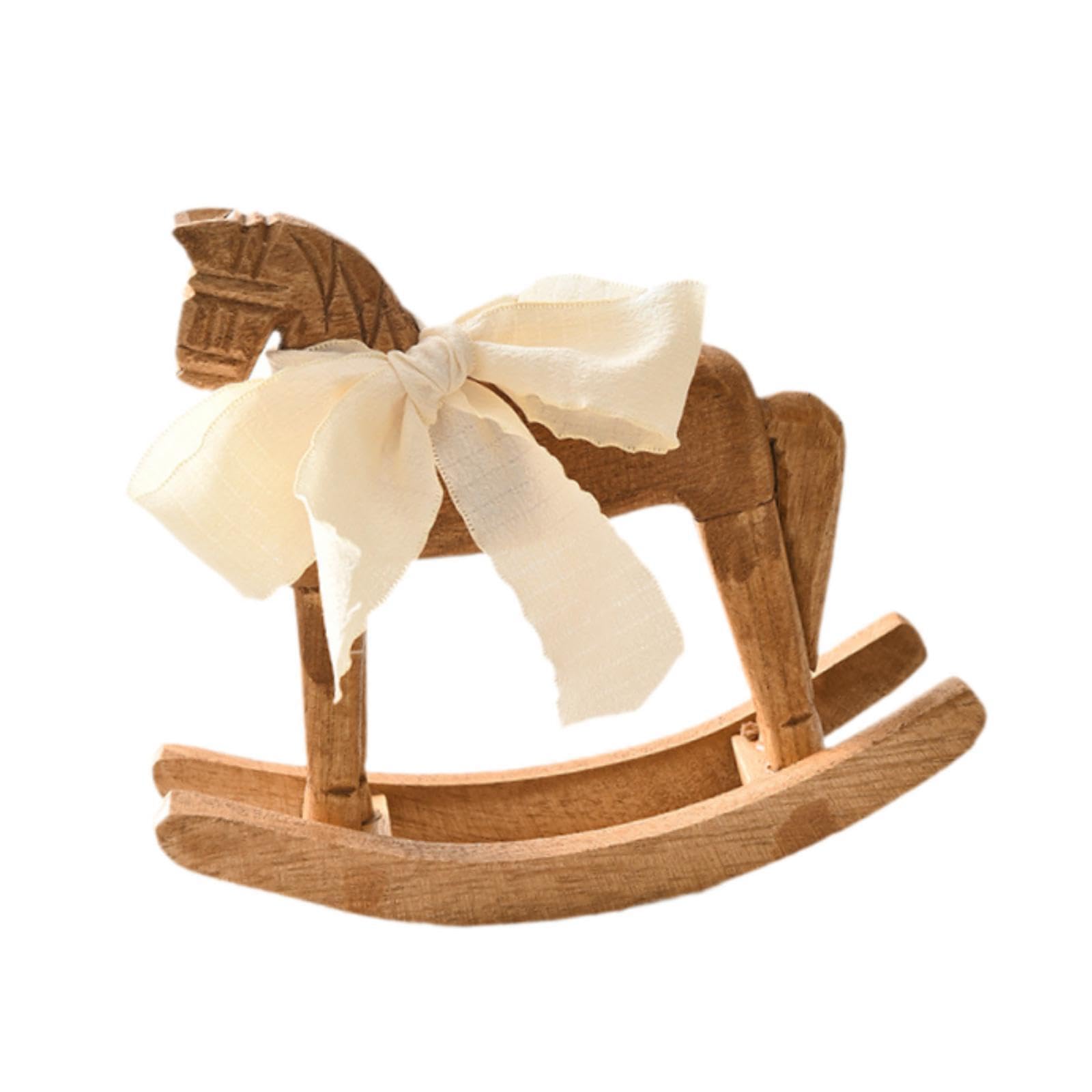 TWISAXC Desktop Decorative Statue Unique Wooden Rocking Horse Figurine Beautifully Crafted Gift Idea For Special Occasions Horse Statue Collectible Table Centerpiece Office