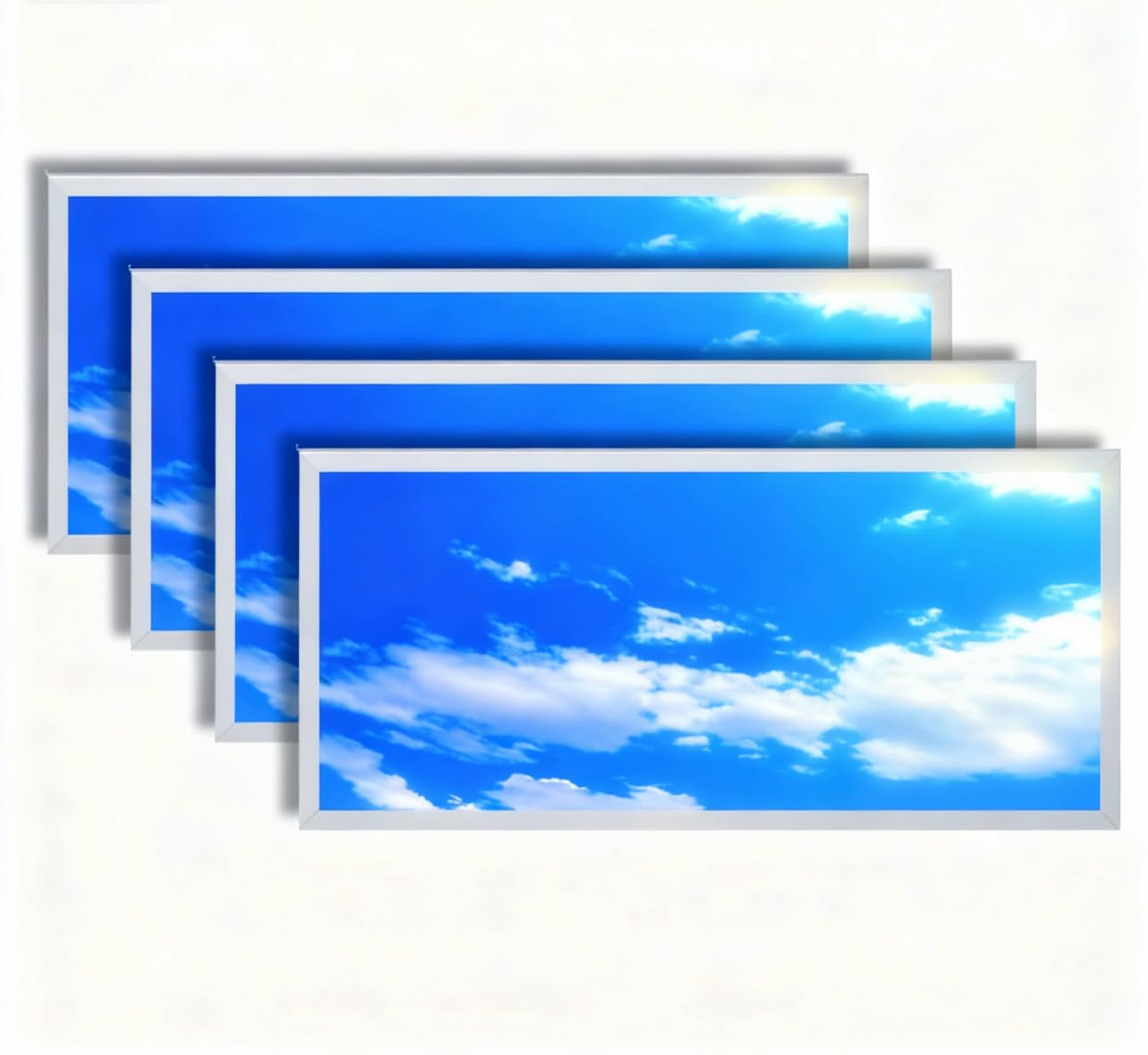 2x4 LED Flat Panel Lights Blue Sky Cloud 30W-72W, 5CCT: 3000K-6500K, Dimmable Recessed Drop Ceiling Lights, 9000 Lumens, Lay in Fixture for Office,