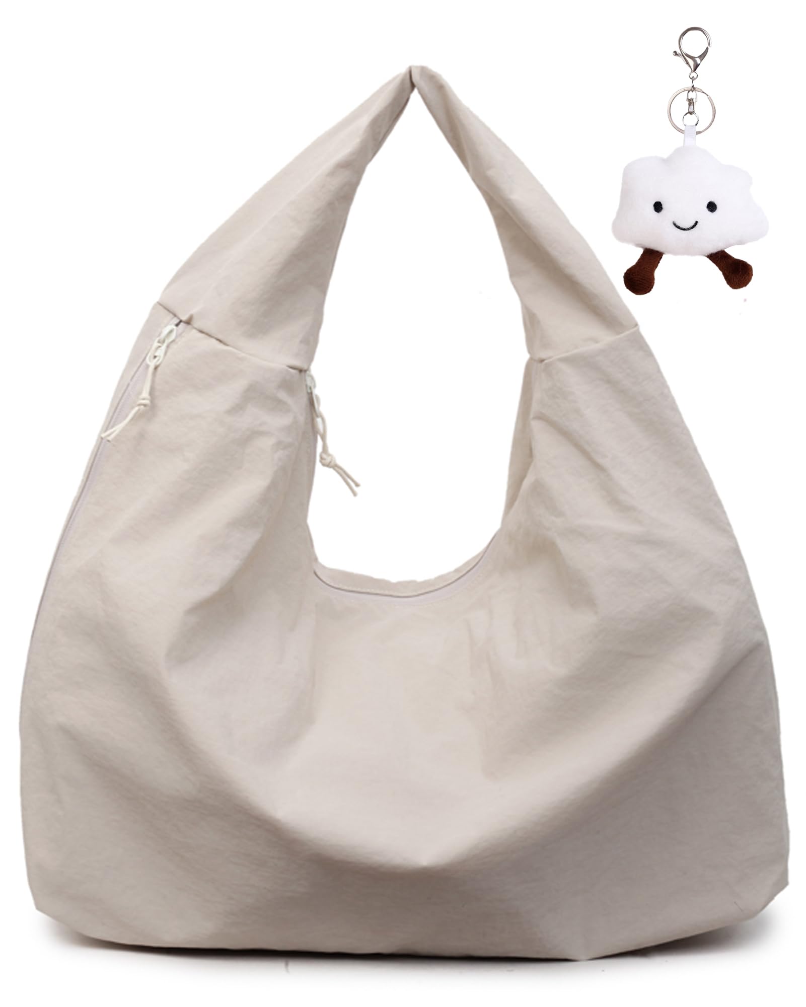 Micmores Sac Fourre-Tout Femme en Nylon Souple - Grand Sac à Bandoulière Drapé - Sac à Main Sous l'Aisselle Style Tote Bag Unisexe Élégant