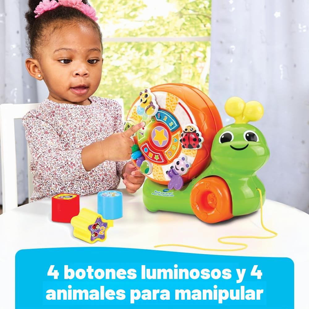 VTech Rouli-Caracol Maxi descubrimientos, Juguete para Disparar 2 en 1, clasificador de Formas, Juegos de Despertar, Caracol para Caminar, Juguete Musical e Interactivo, Regalo para niños a Partir de