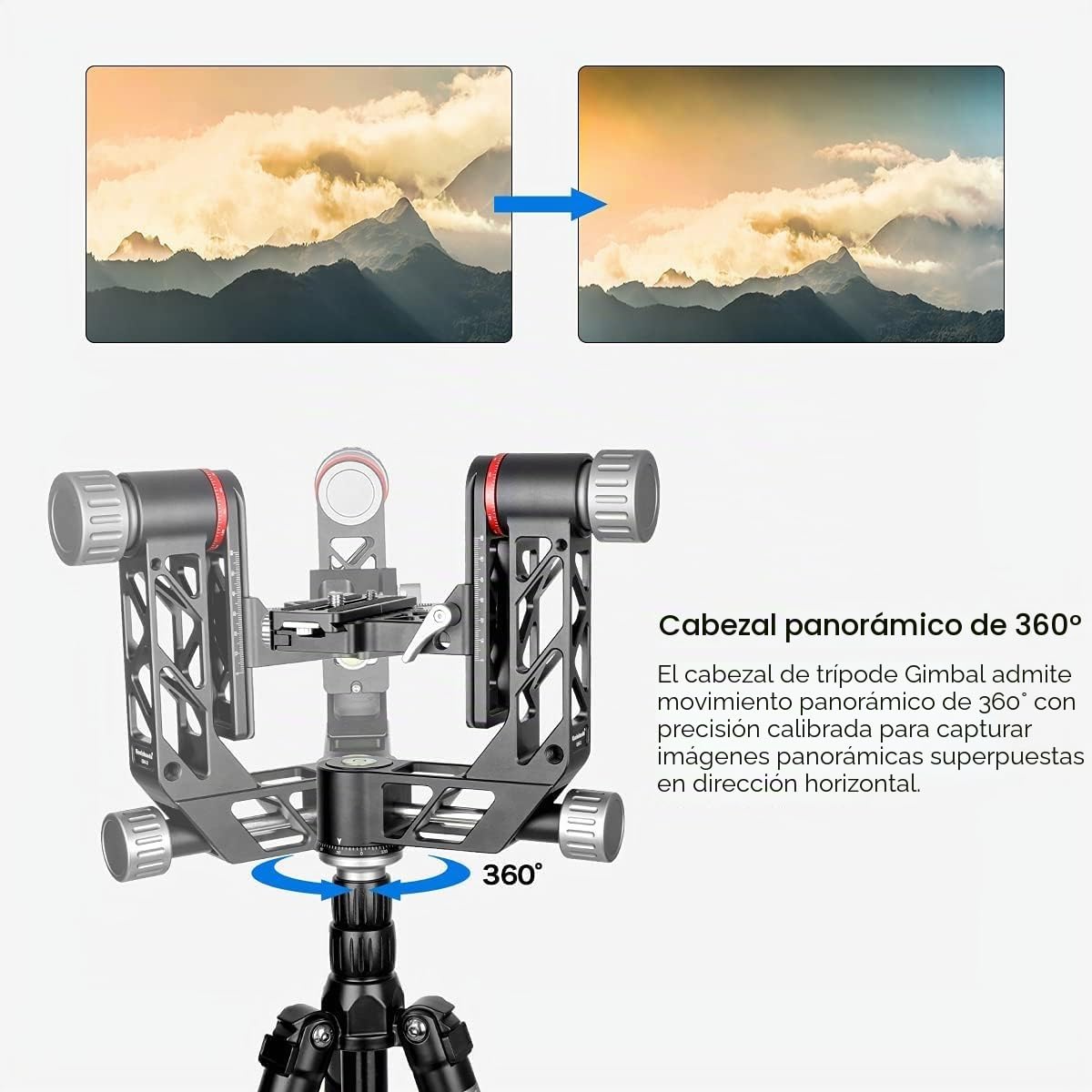 koolehaoda Cabezal de cardán profesional, Cabezal panorámico de 360 ​​° de alta resistencia de aleación de aluminio para cámaras DSLR, Carga hasta 55.11 lb / 25 kg (GH-3)