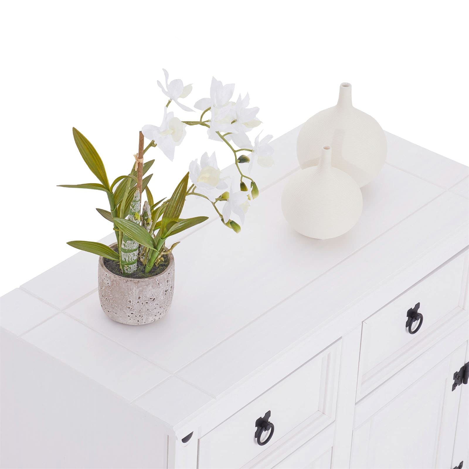 CARO-Möbel Country-style Cancun chest of drawers made of solid pine, modern sideboard with 2 drawers and doors, sideboard with stained waxed surface
